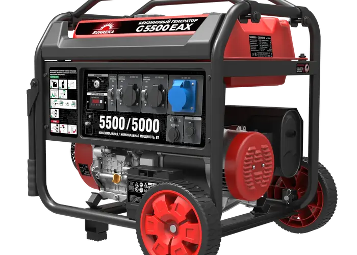 Бензиновый генератор 5,5 кВт Sunreka™ G5500EAX 30А, Автозапуск, Высокие пусковые токи, официальная гарантия.