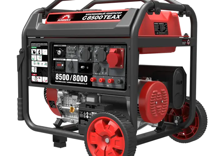 Бензиновый генератор 8,5 кВт Sunreka™ G8500TEAX трёхфазный 380 вольт, высокие пусковые токи, гильзованный двигатель