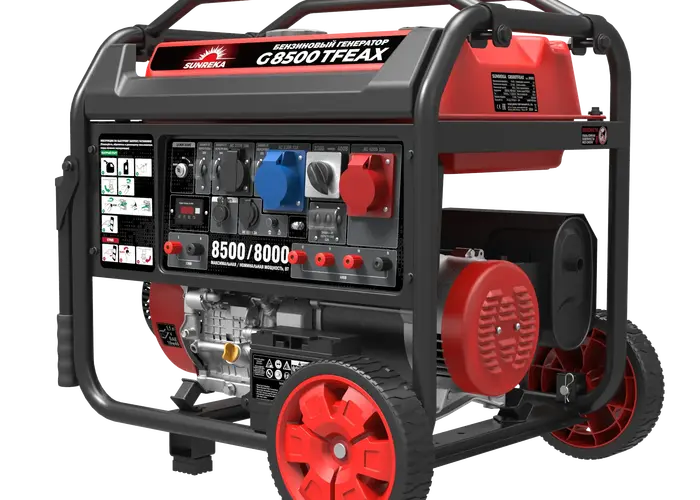 Бензиновый генератор 8,5 кВт Sunreka™ G8500TFEAX равномощный 380 или 220 вольт, автозапуск, высокие пусковые токи